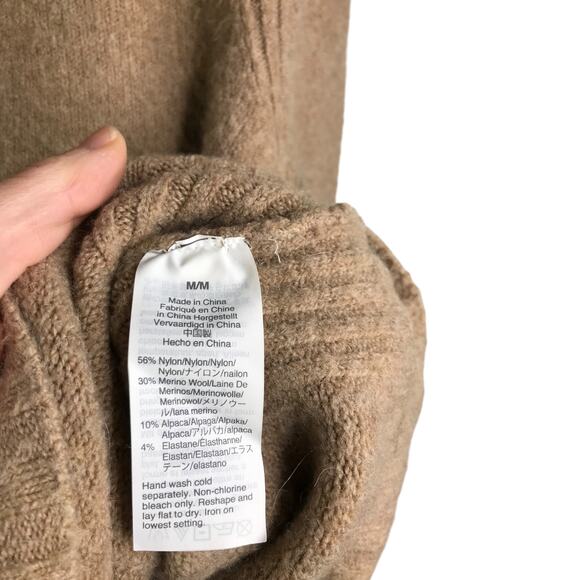J.Crew Sweater Womens M Tan Alpaca Wool Knit Turtle Neck Long Sleeves Pullover - Picture 9 of 10